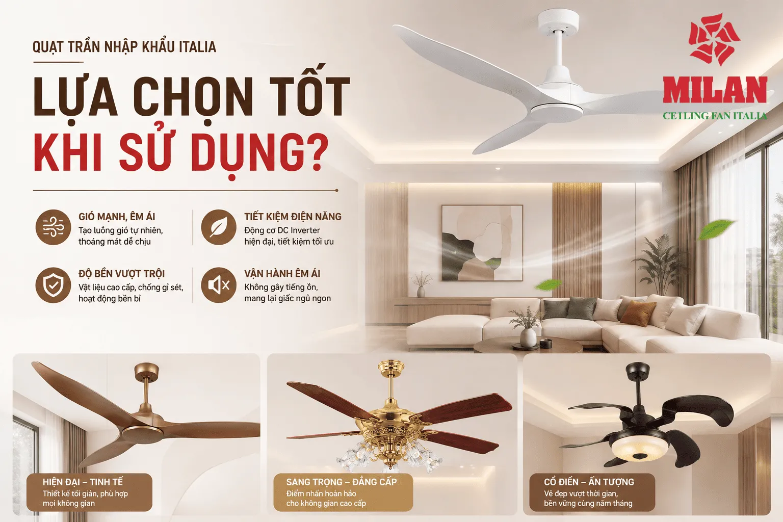 quạt trần nhập khẩu đẹp